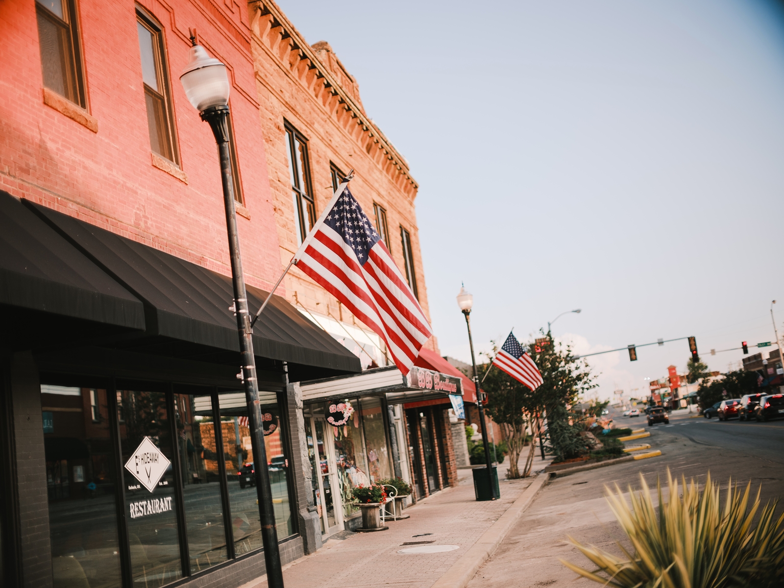 Buildings and Flag